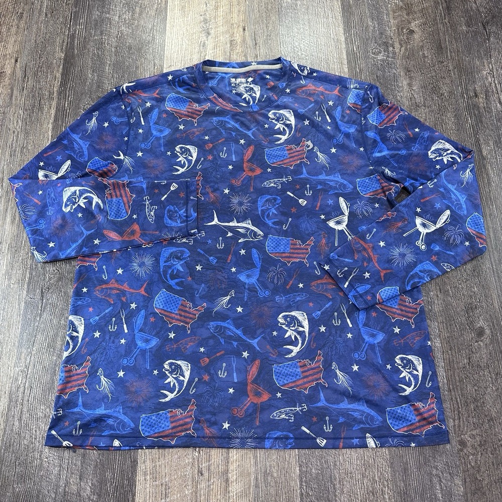 Reel Legends Long Sleeve Lightweight UPF‎ Fishing Outdoor Shirt Men's XL BBQ USA